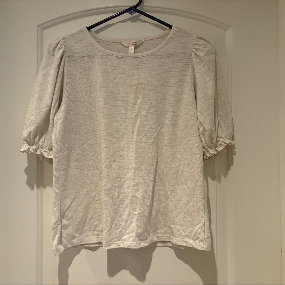 LC Lauren Conrad Cream Puff Sleeve Blouse
